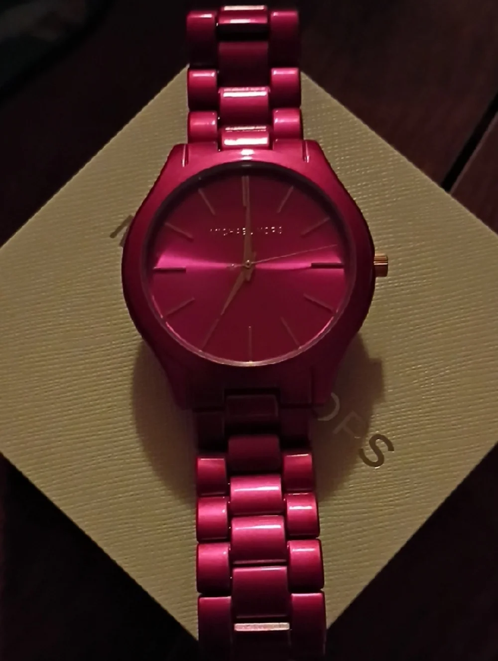 Michael Kors Hot Pink Metallic Link Watch